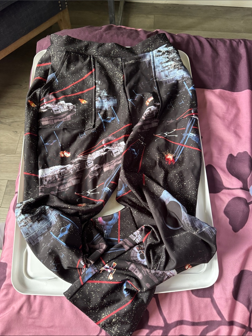 Blackmilk Black Space Battle Joggers with Red & Blue Accents